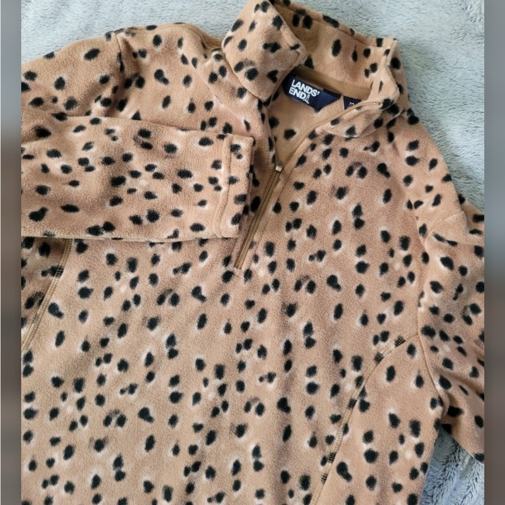 Lands' End Tan and Black Fleece Jacket